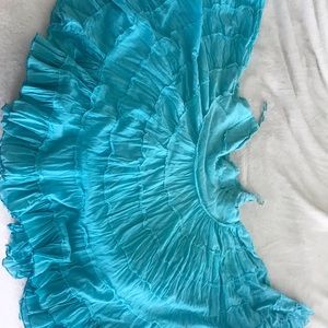 Gypsy Boho Full Skirt Flowy Turquoise 6/8 Tiered